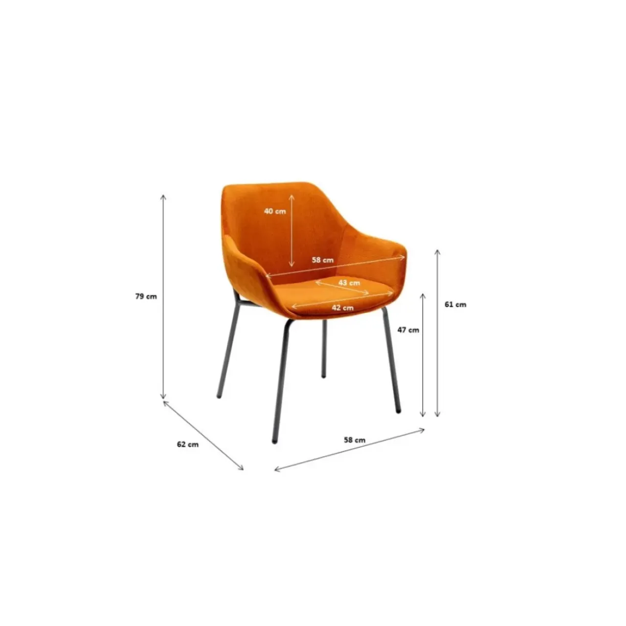Stühle-KARE Design Armlehnstuhl Avignon Orange