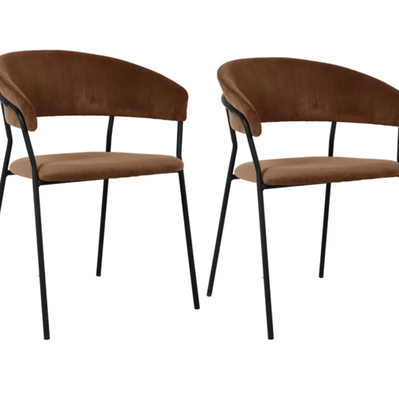 Stühle-KARE Design Armlehnstuhl Belle Cord Braun (2/Set)