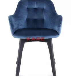Stühle-KARE Design Armlehnstuhl Black Lady Velvet Blau