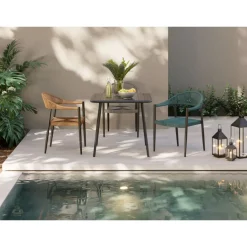 Outdoormöbel-KARE Design Armlehnstuhl Palma Petrol
