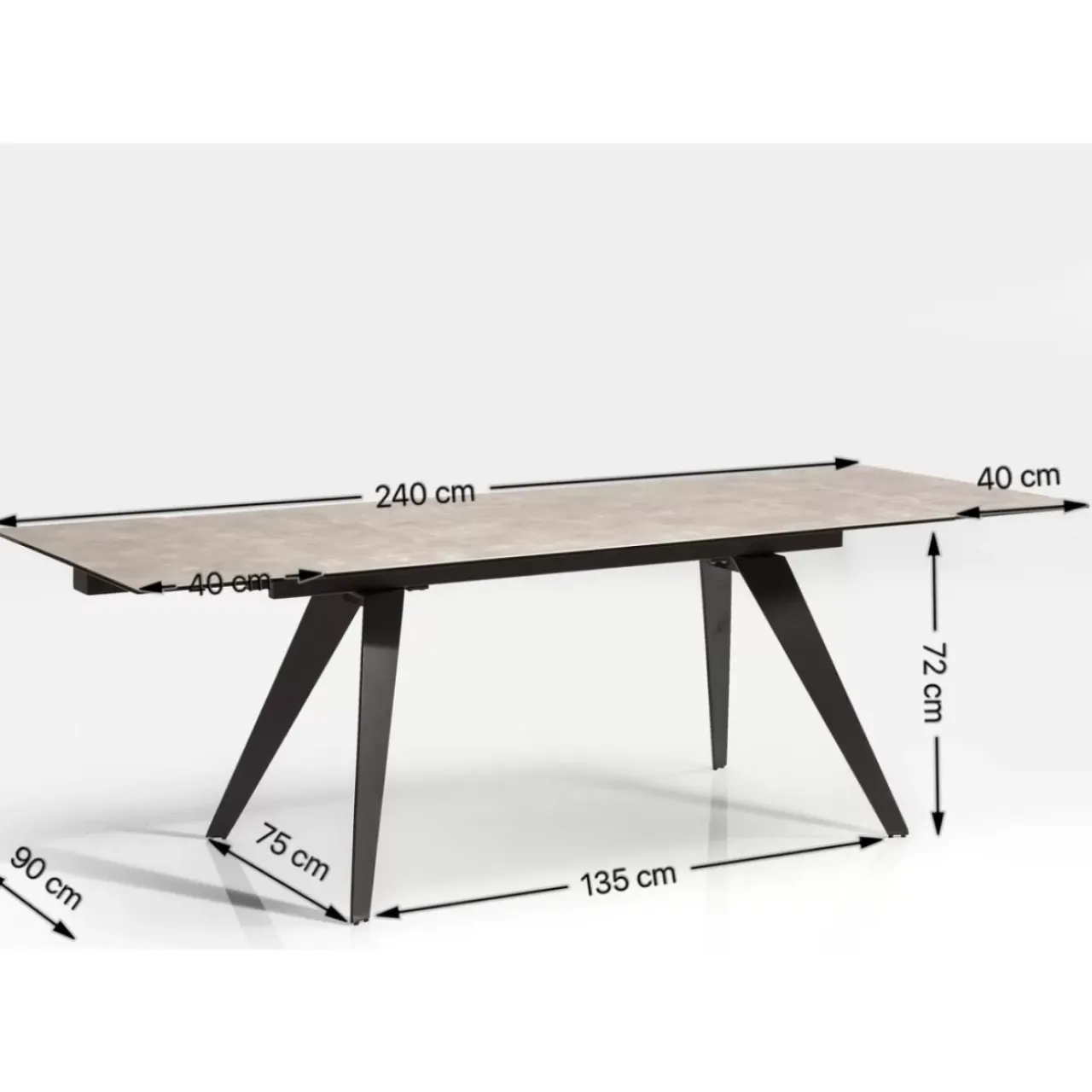 Tische-KARE Design Ausziehtisch Amsterdam Dunkel 160(40+40)X90Cm