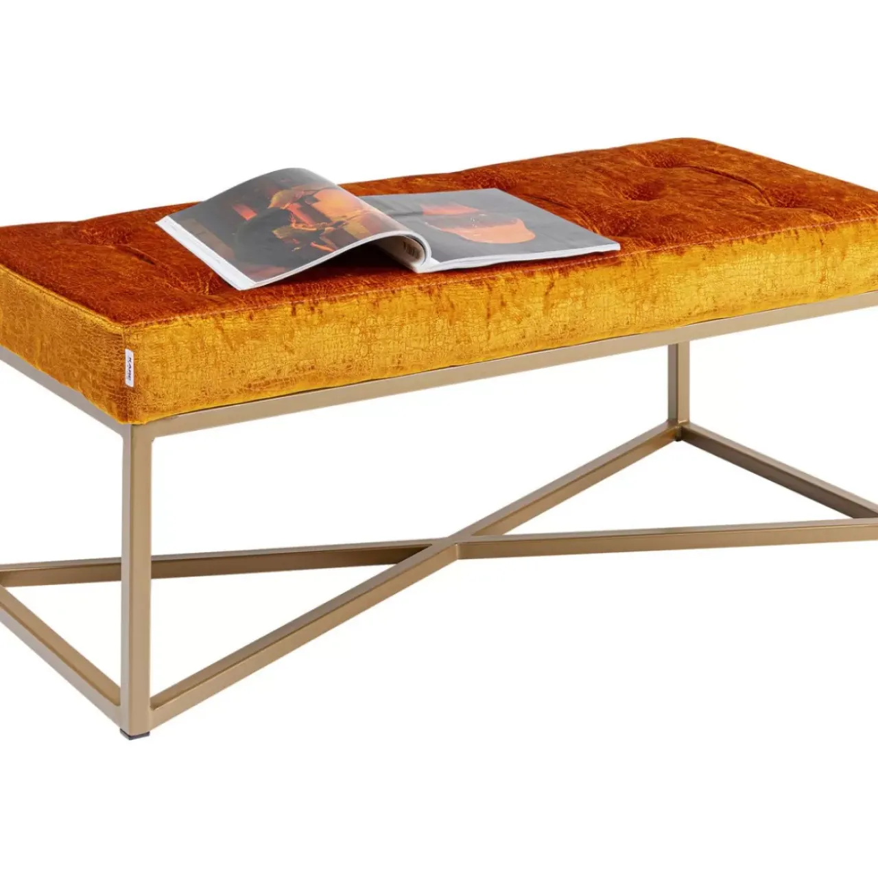 Sitzbänke-KARE Design Bank Crossover Croco Diva Bronze 90X40