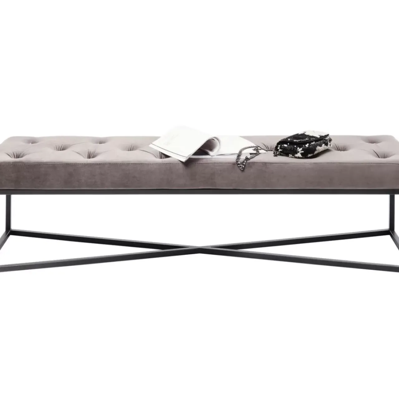 Sitzbänke-KARE Design Bank Crossover Grau Schwarz 150X40Cm