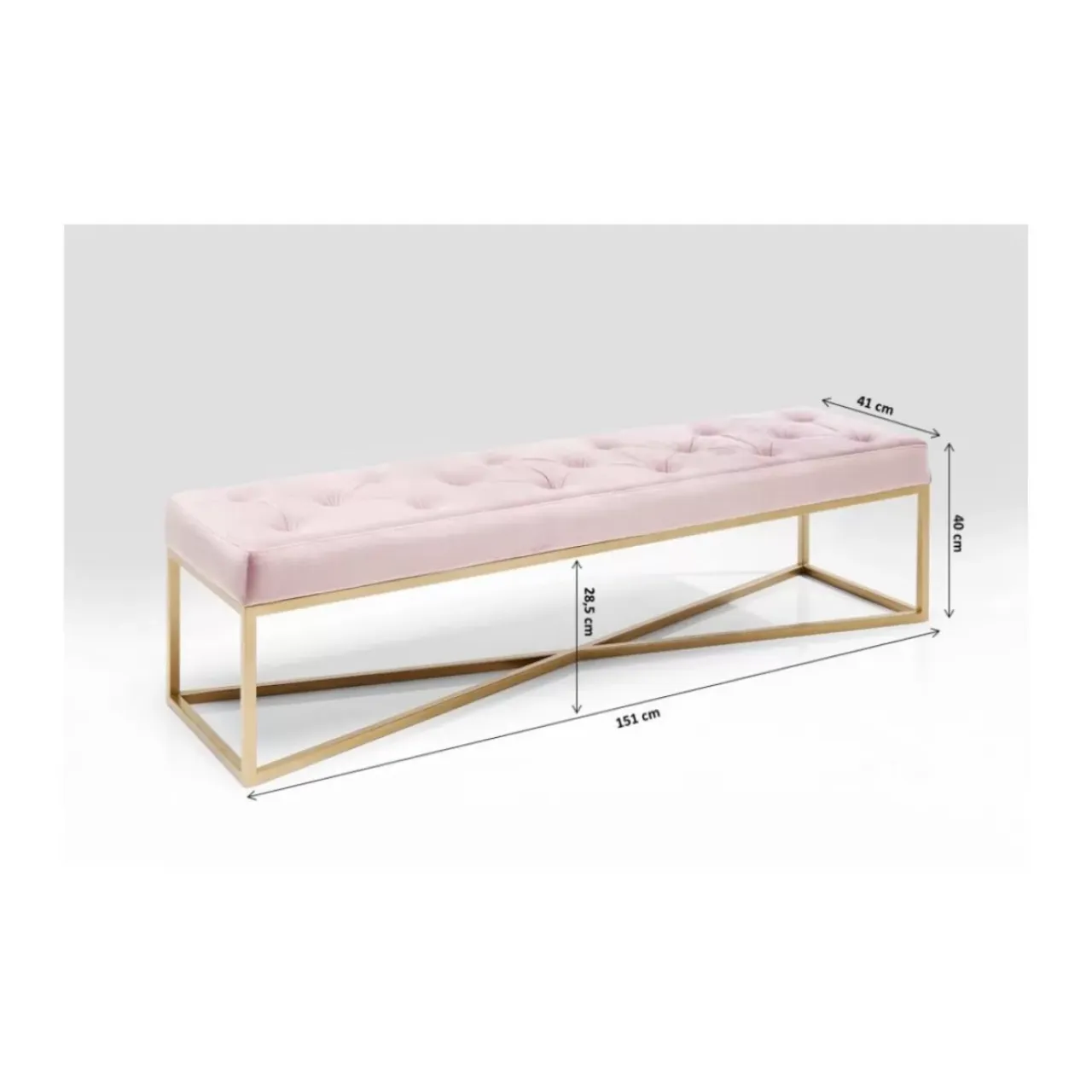 Sitzbänke-KARE Design Bank Crossover Rose Messing 150X40Cm