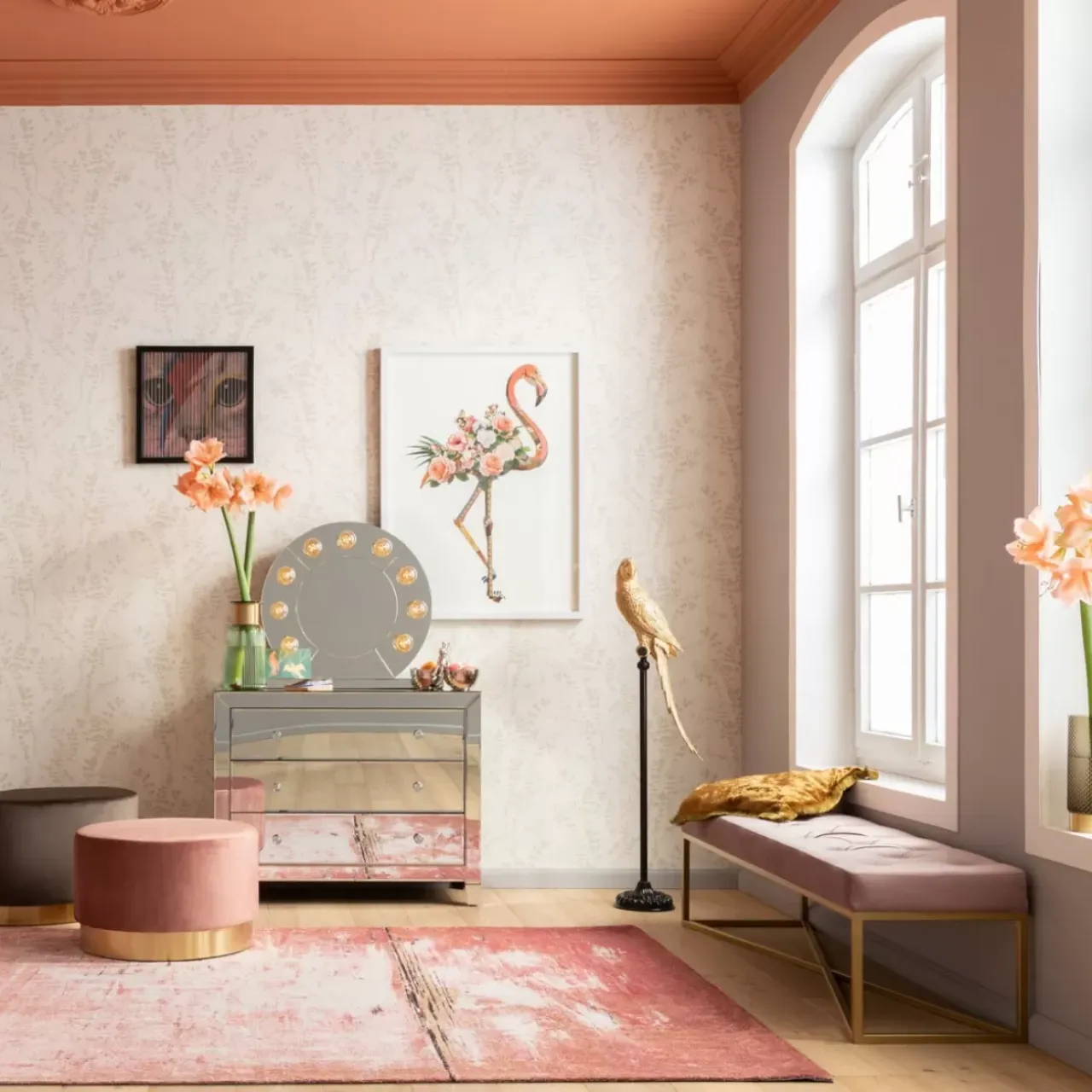 Sitzbänke-KARE Design Bank Crossover Rose Messing 150X40Cm