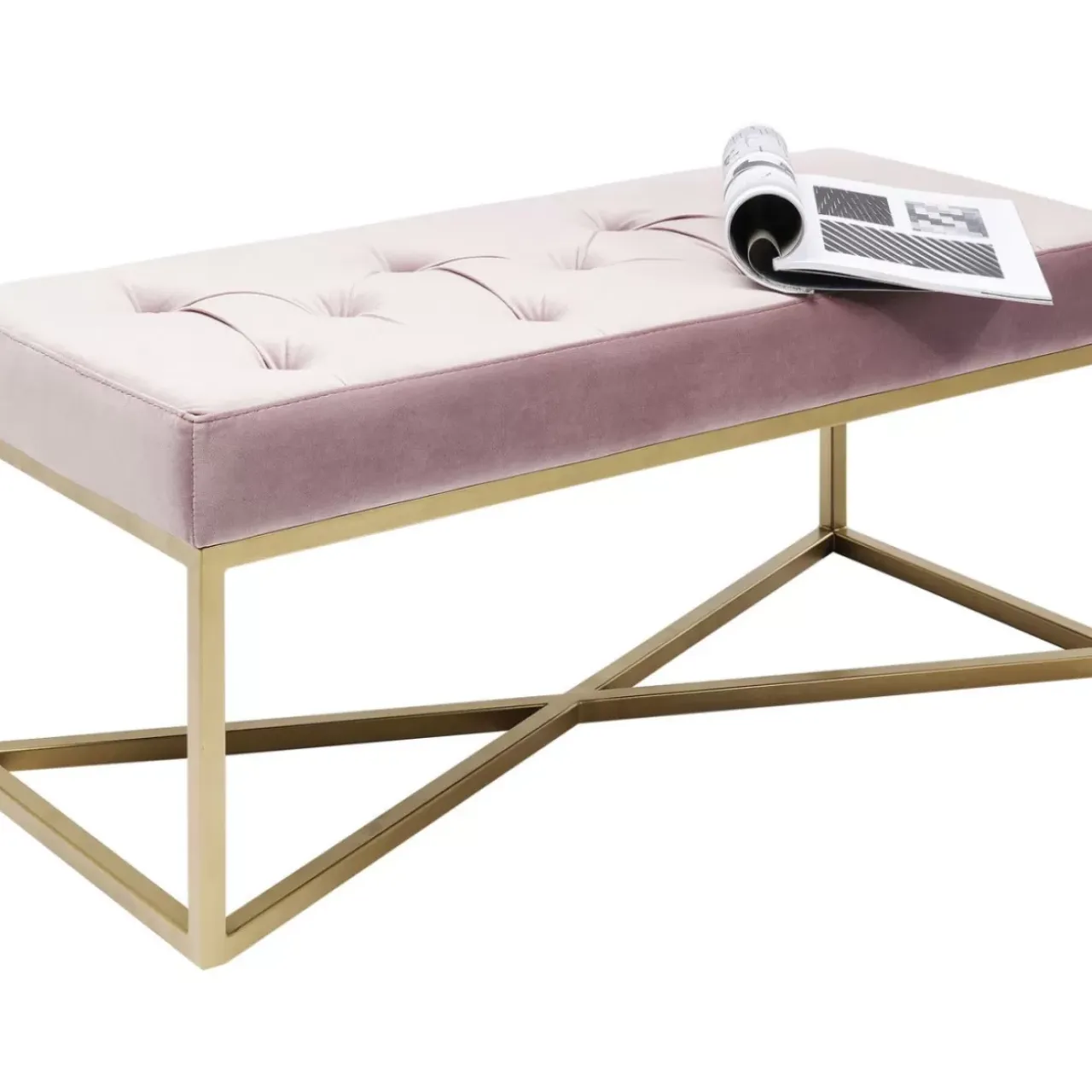 Sitzbänke-KARE Design Bank Crossover Rose Messing 90X40Cm