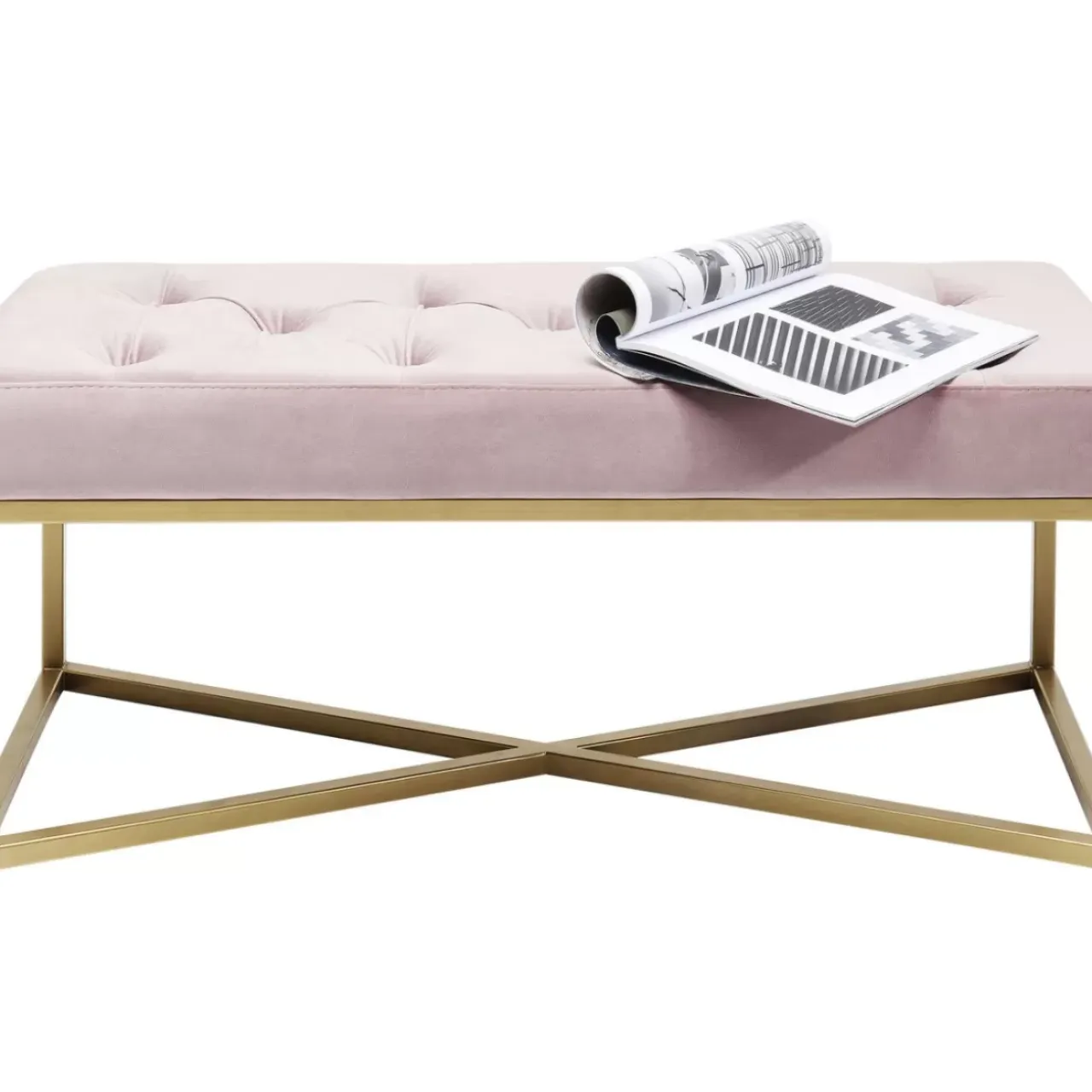 Sitzbänke-KARE Design Bank Crossover Rose Messing 90X40Cm