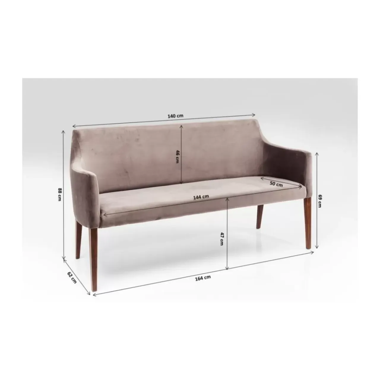 Sitzbänke-KARE Design Bank Mode Velvet Grau