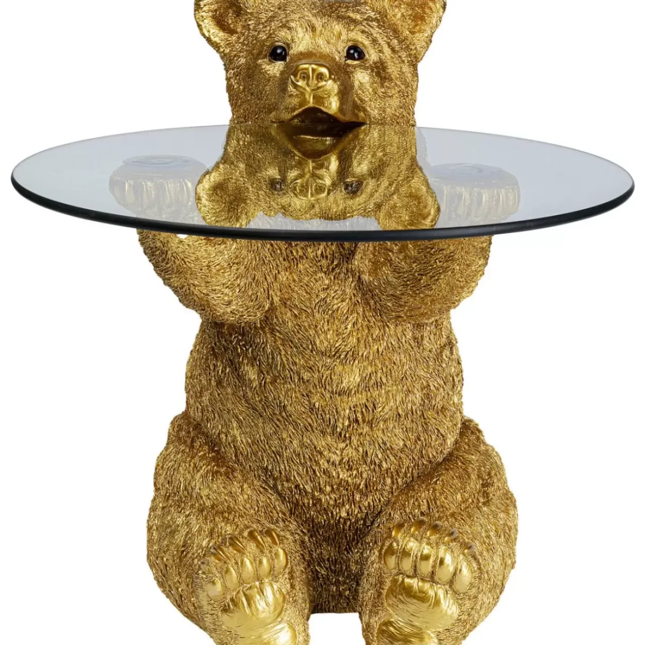Tische-KARE Design Beistelltisch Animal Bear Gold O40Cm