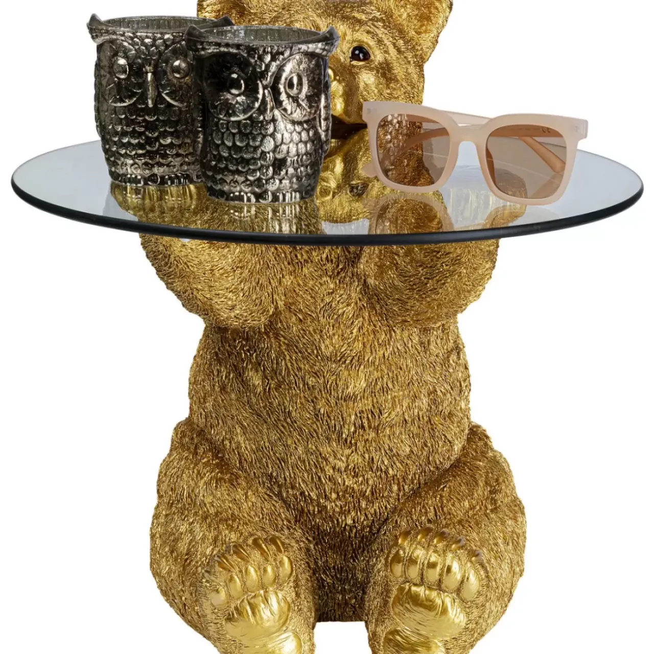 Tische-KARE Design Beistelltisch Animal Bear Gold O40Cm