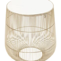 Tische-KARE Design Beistelltisch Beam Weiss Marmor Messing O32Cm
