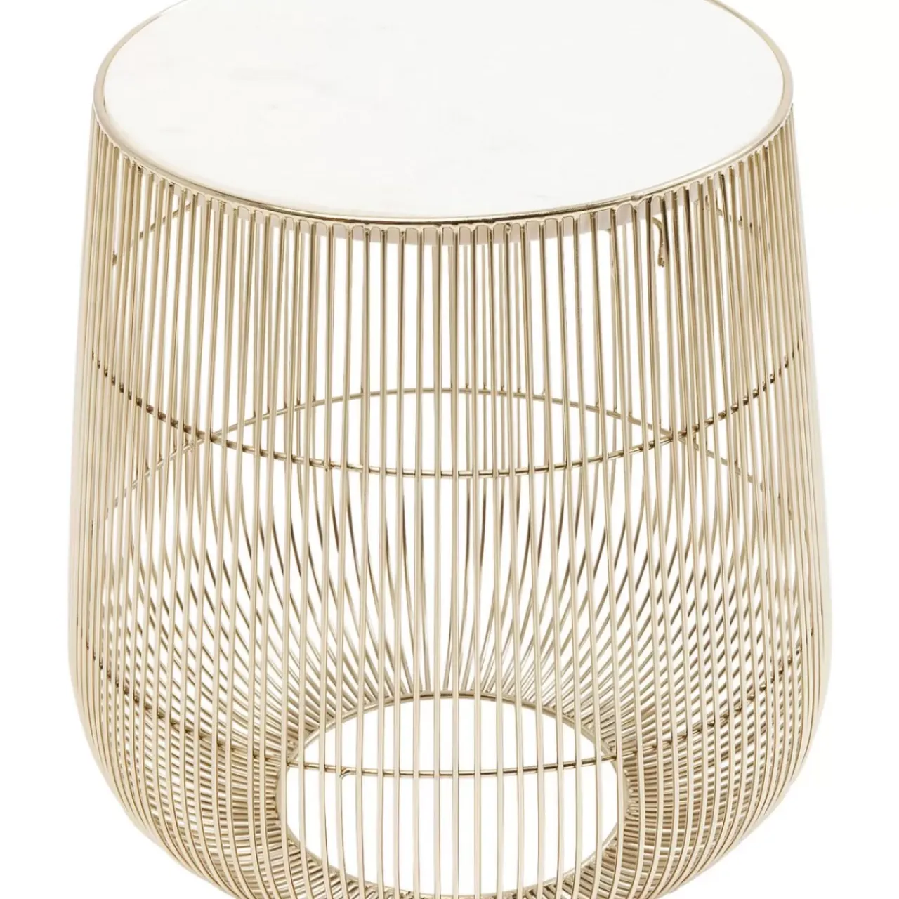 Tische-KARE Design Beistelltisch Beam Weiss Marmor Messing O32Cm