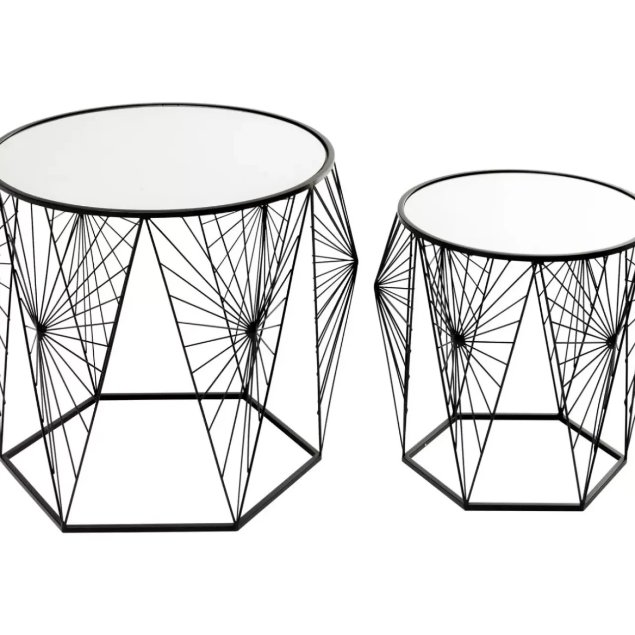 Tische-KARE Design Beistelltisch Cobweb Schwarz (2/Set)