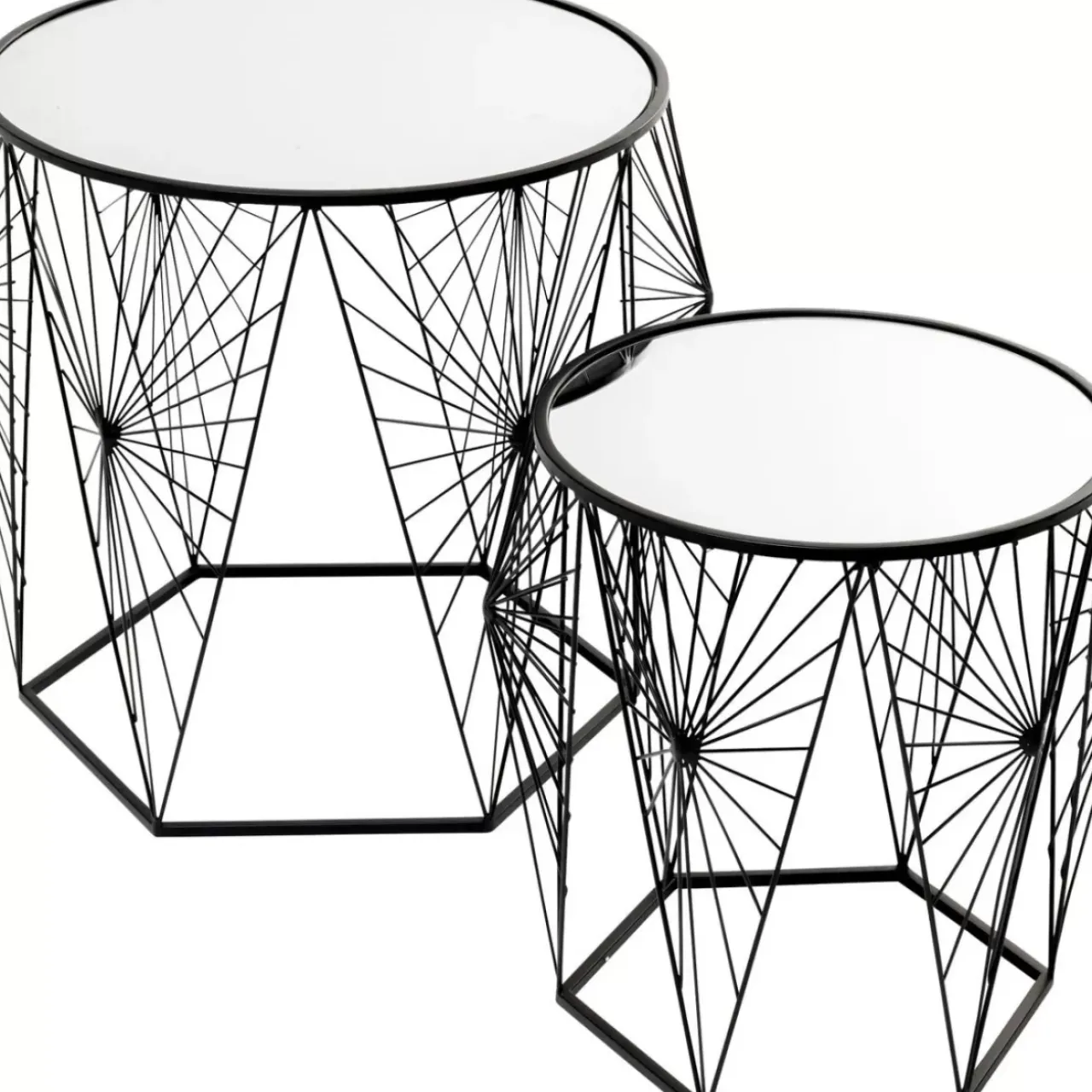 Tische-KARE Design Beistelltisch Cobweb Schwarz (2/Set)
