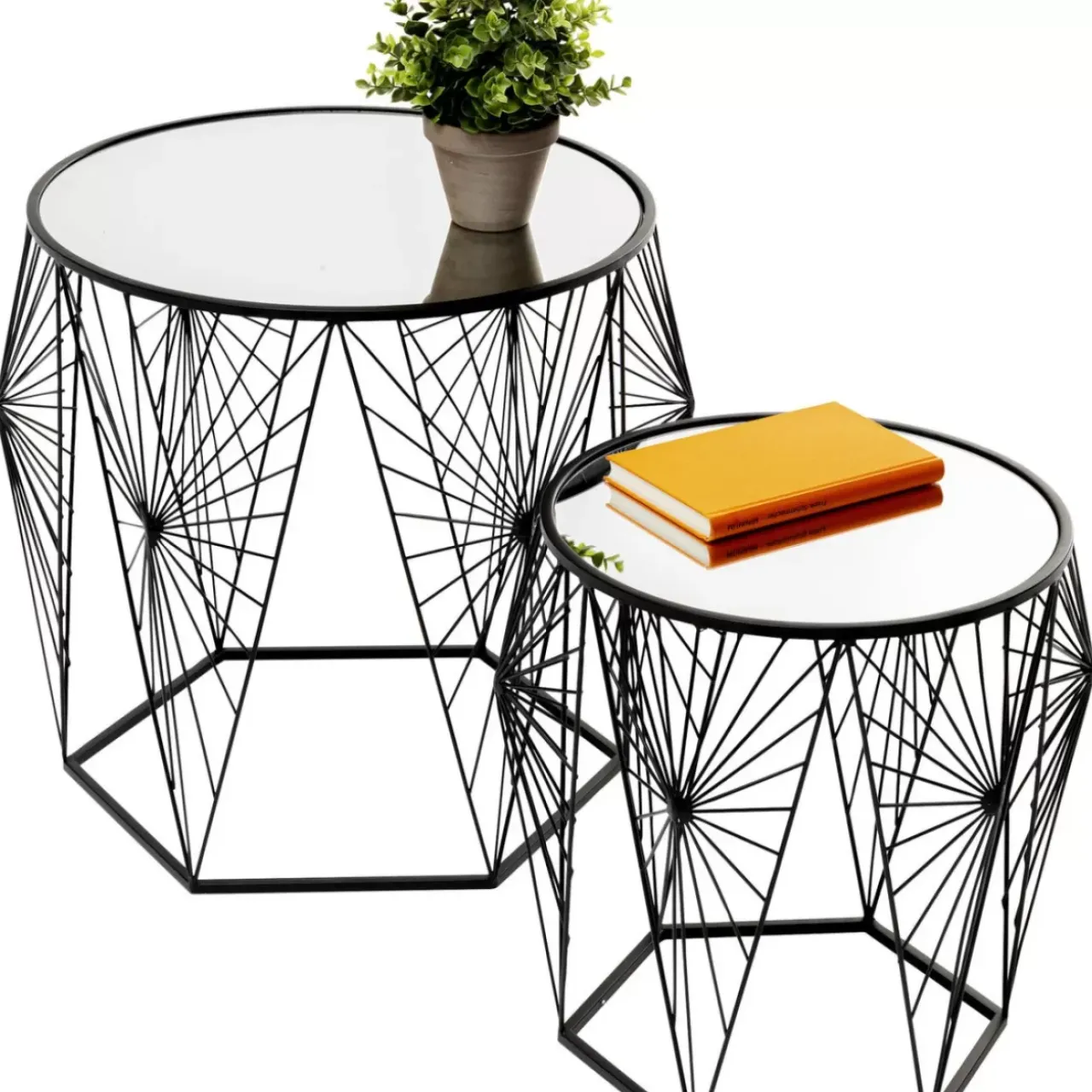 Tische-KARE Design Beistelltisch Cobweb Schwarz (2/Set)