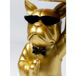 Tische-KARE Design Beistelltisch Cool Bulldog Tray Gold 34X55Cm