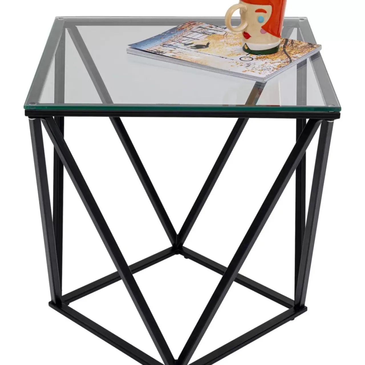 Tische-KARE Design Beistelltisch Cristallo Schwarz 50X50Cm