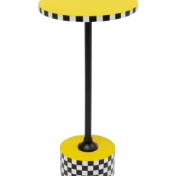 Tische-KARE Design Beistelltisch Domero Checkers Gelb O25Cm