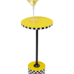 Tische-KARE Design Beistelltisch Domero Checkers Gelb O25Cm