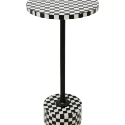 Tische-KARE Design Beistelltisch Domero Chess Schwarz Weis O25Cm