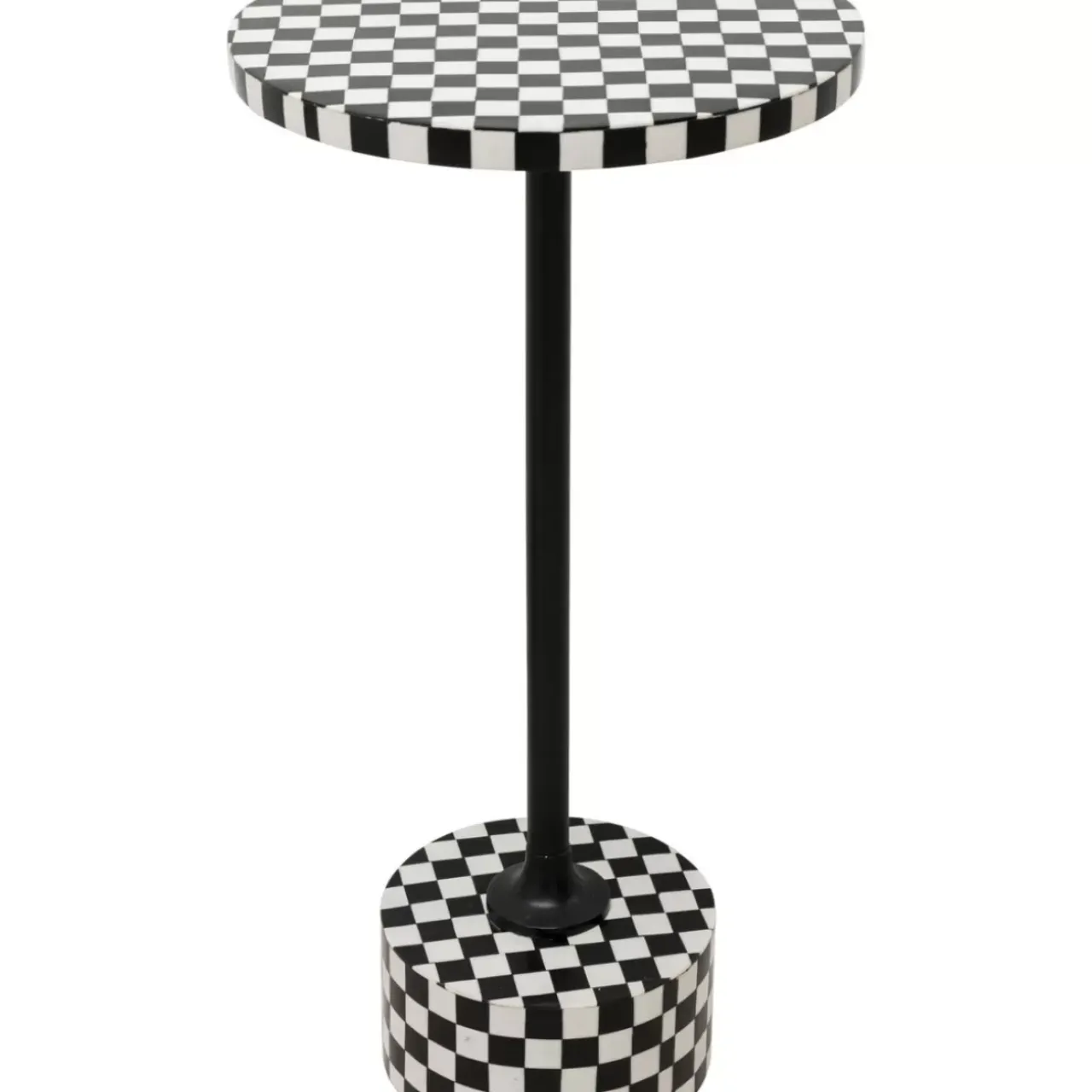 Tische-KARE Design Beistelltisch Domero Chess Schwarz Weis O25Cm