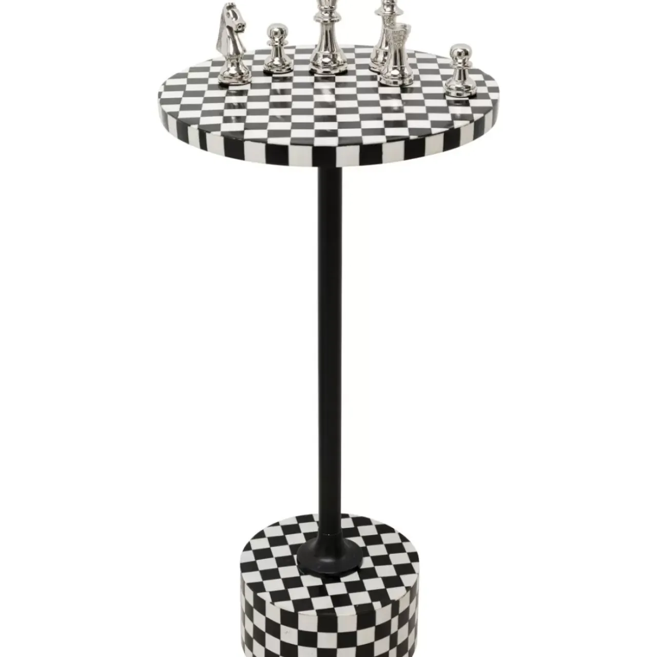 Tische-KARE Design Beistelltisch Domero Chess Schwarz Weis O25Cm