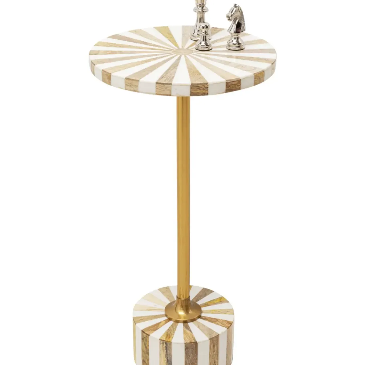 Tische-KARE Design Beistelltisch Domero Cirque Gold Weis O25Cm
