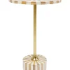 Tische-KARE Design Beistelltisch Domero Cirque Gold Weis O40Cm