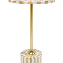 Tische-KARE Design Beistelltisch Domero Cirque Gold Weis O40Cm
