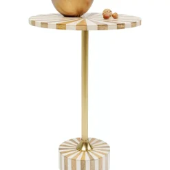 Tische-KARE Design Beistelltisch Domero Cirque Gold Weis O40Cm