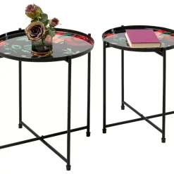 Tische-KARE Design Beistelltisch Flowers Garden Round (2/Set)