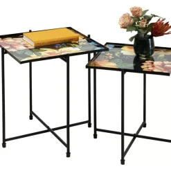 Tische-KARE Design Beistelltisch Flowers Garden Square (2/Set)