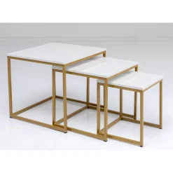 Tische-KARE Design Beistelltisch Key West Gold (3/Set)