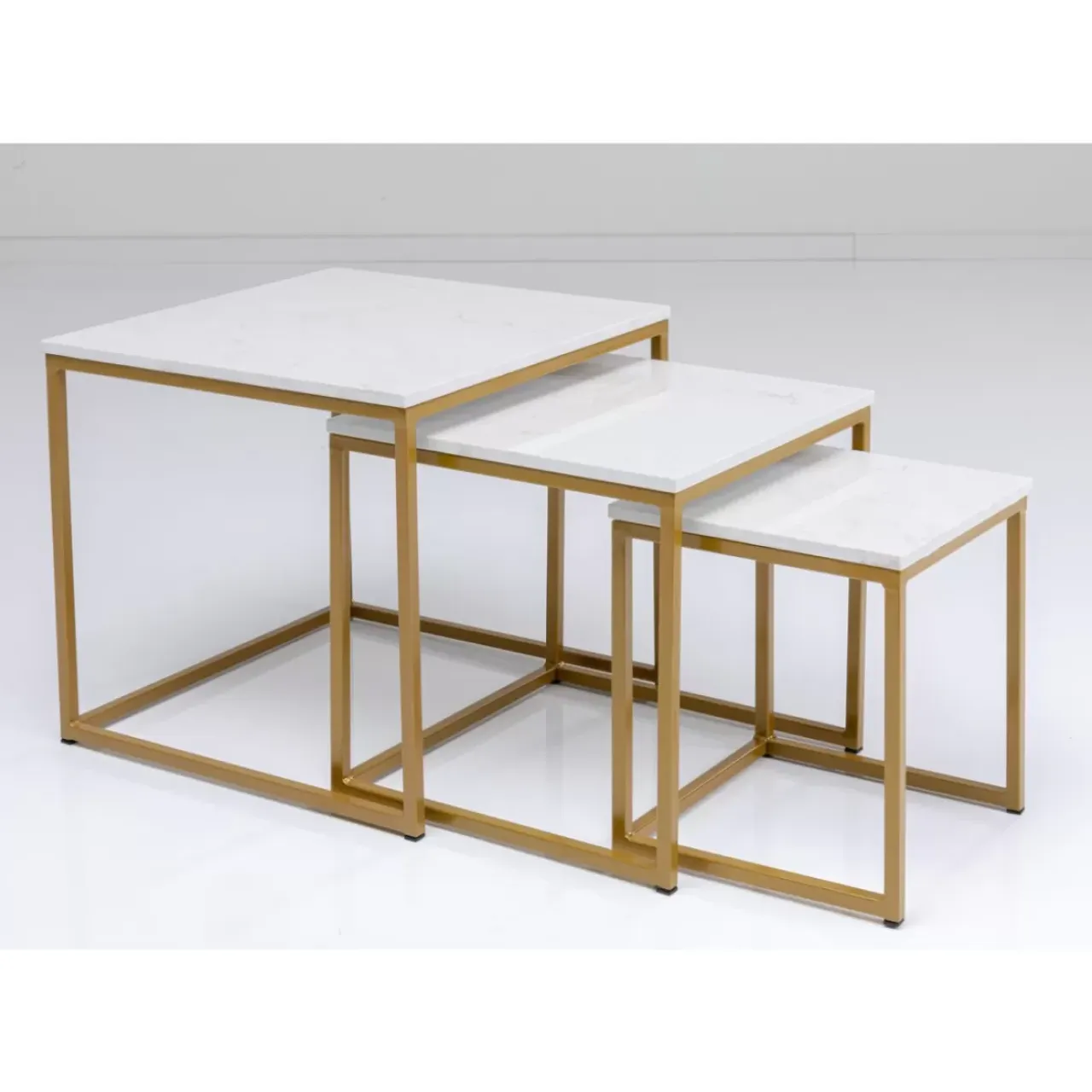 Tische-KARE Design Beistelltisch Key West Gold (3/Set)