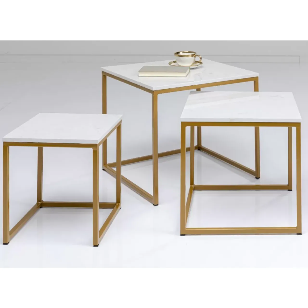 Tische-KARE Design Beistelltisch Key West Gold (3/Set)
