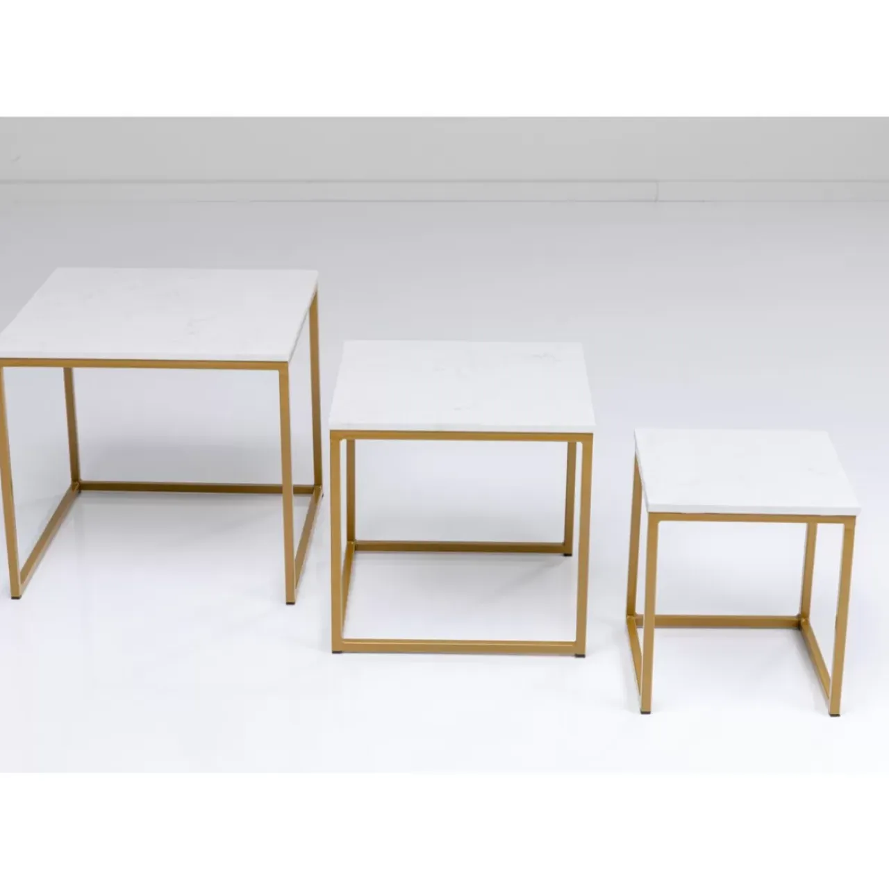 Tische-KARE Design Beistelltisch Key West Gold (3/Set)