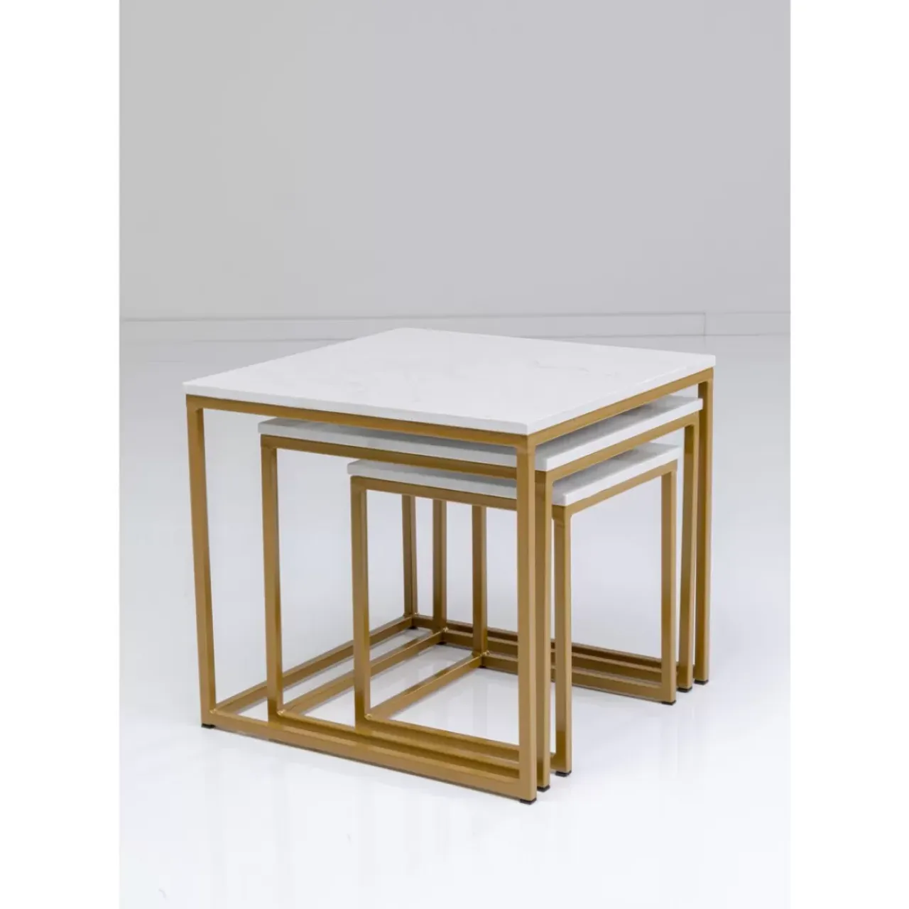 Tische-KARE Design Beistelltisch Key West Gold (3/Set)
