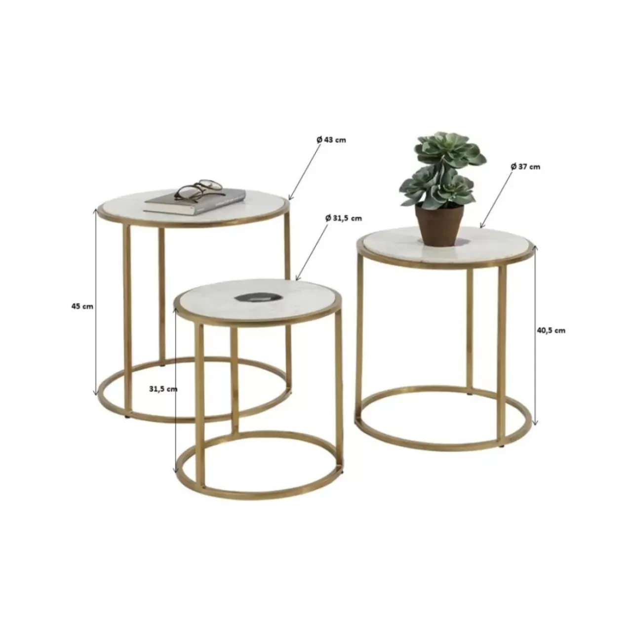 Tische-KARE Design Beistelltisch Limbo (3/Set) O45Cm