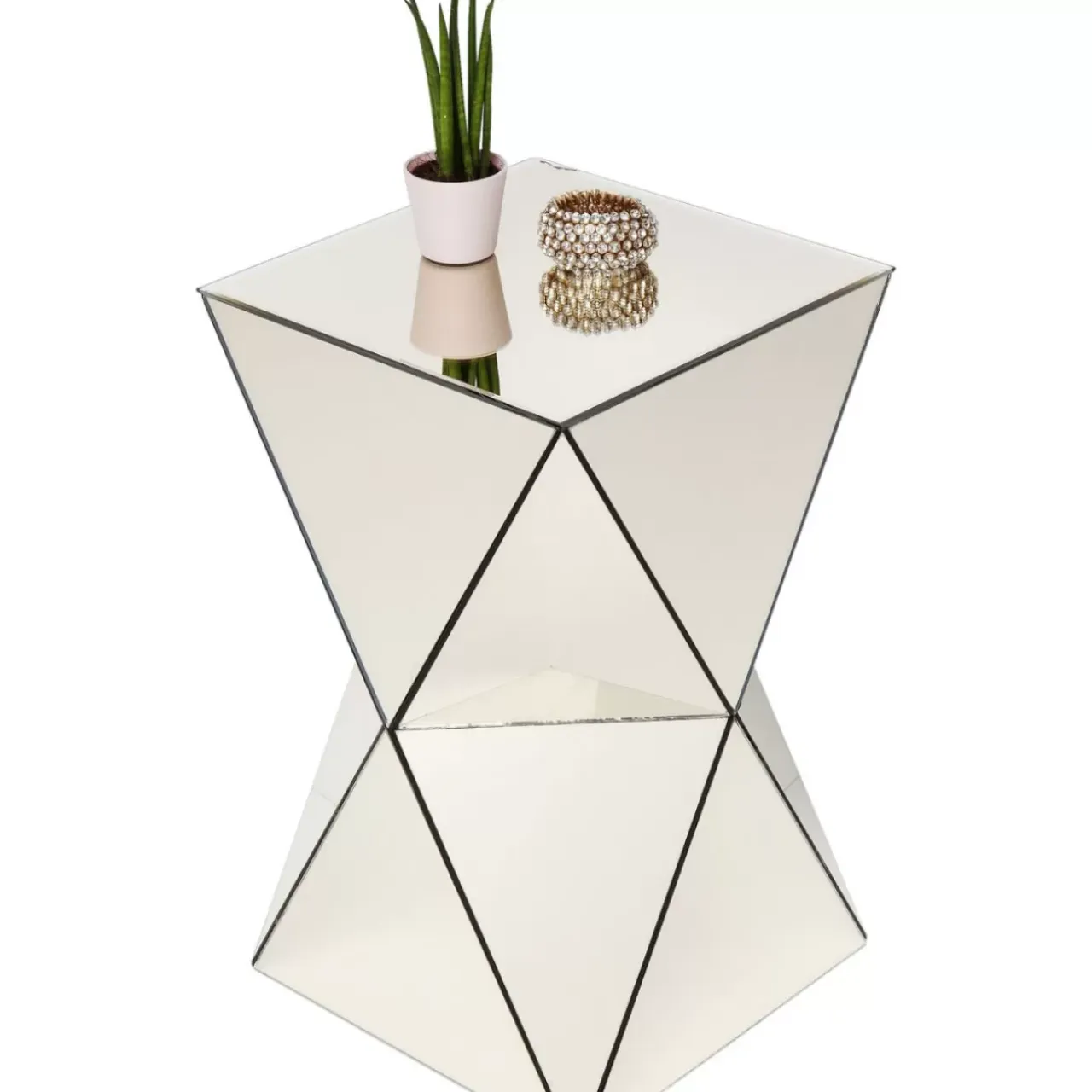Tische-KARE Design Beistelltisch Luxury Triangle Champagne