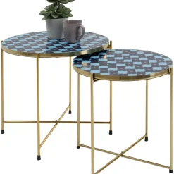 Tische-KARE Design Beistelltisch Priya Blau (2/Set)