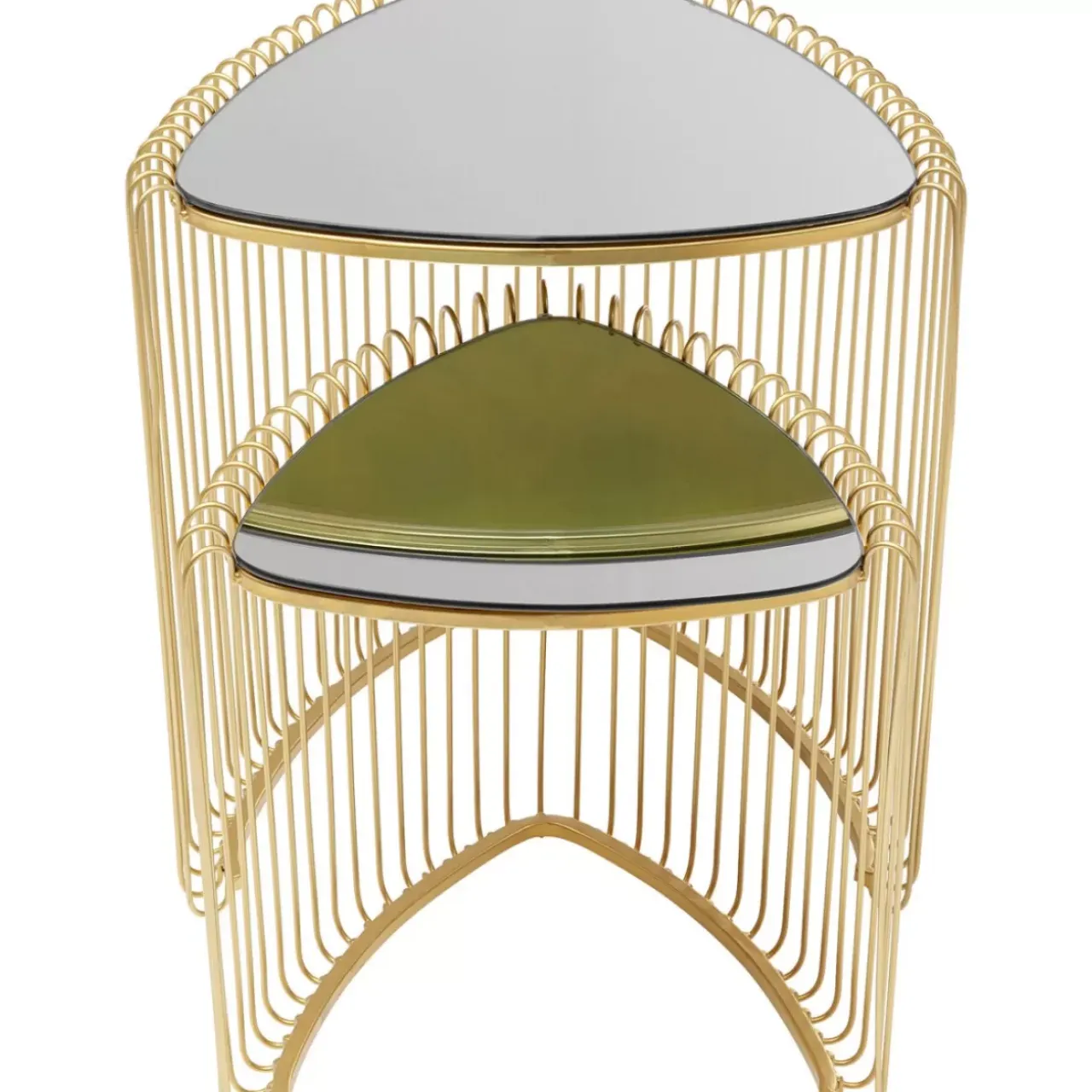 Tische-KARE Design Beistelltisch Wire Triangle Gold (2/Set)