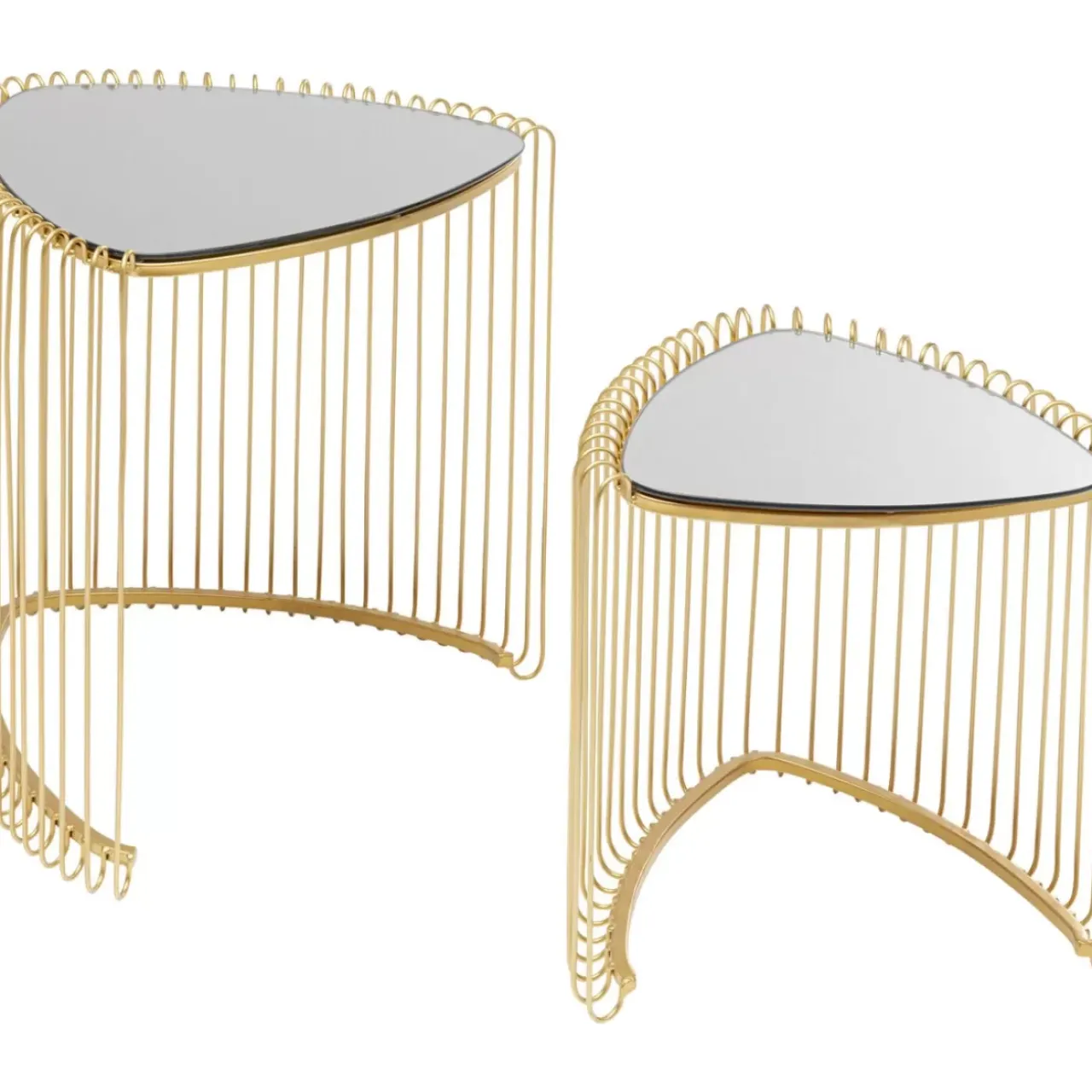 Tische-KARE Design Beistelltisch Wire Triangle Gold (2/Set)
