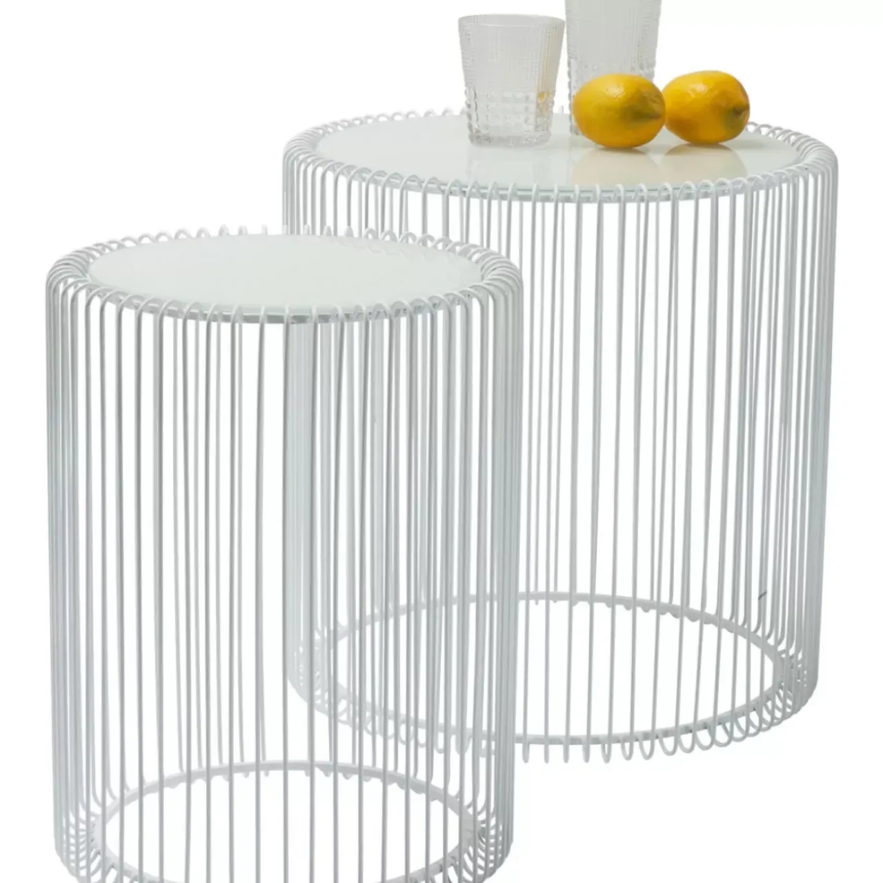 Tische-KARE Design Beistelltisch Wire White (2/Set) O44Cm