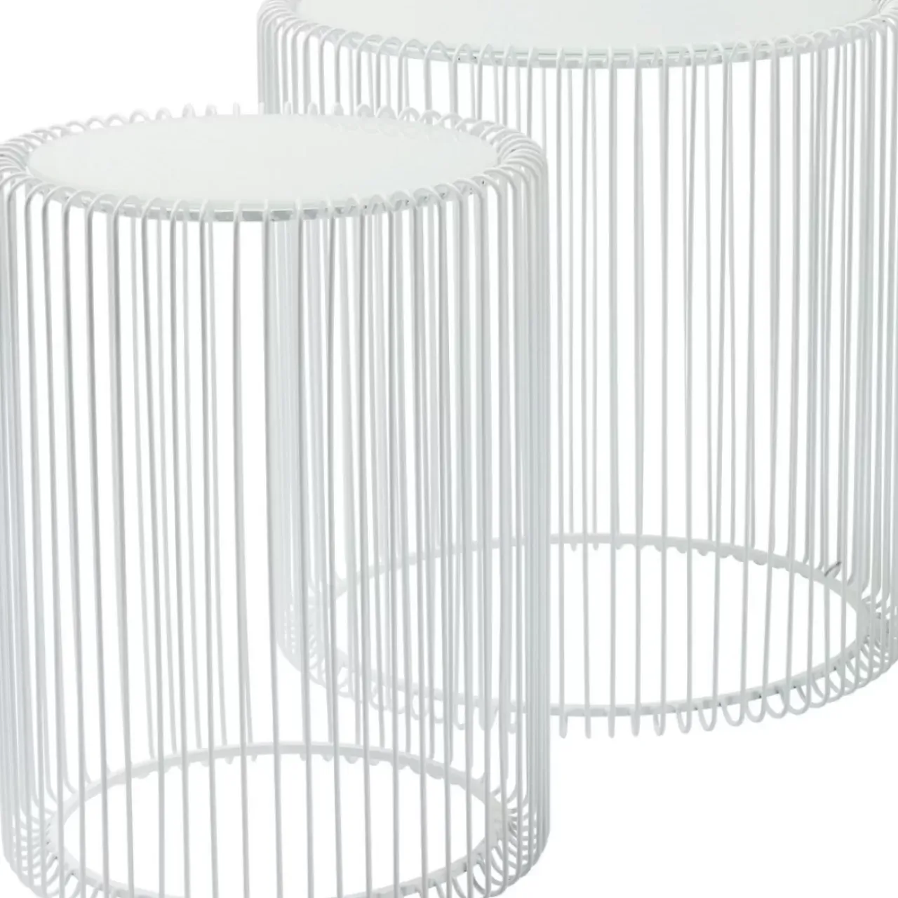 Tische-KARE Design Beistelltisch Wire White (2/Set) O44Cm