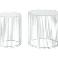 Tische-KARE Design Beistelltisch Wire White (2/Set) O44Cm