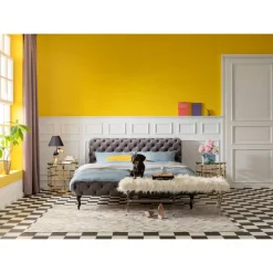 Betten-KARE Design Bett Desire Velvet Silbergrau 160X200 Cm