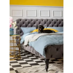 Betten-KARE Design Bett Desire Velvet Silbergrau 160X200 Cm