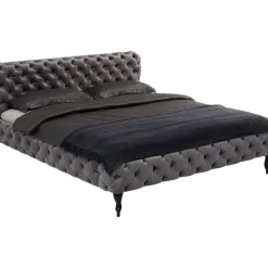 Betten-KARE Design Bett Desire Velvet Silbergrau 160X200 Cm
