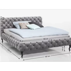 Betten-KARE Design Bett Desire Velvet Silbergrau 180X200 Cm