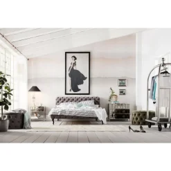 Betten-KARE Design Bett Desire Velvet Silbergrau 180X200 Cm